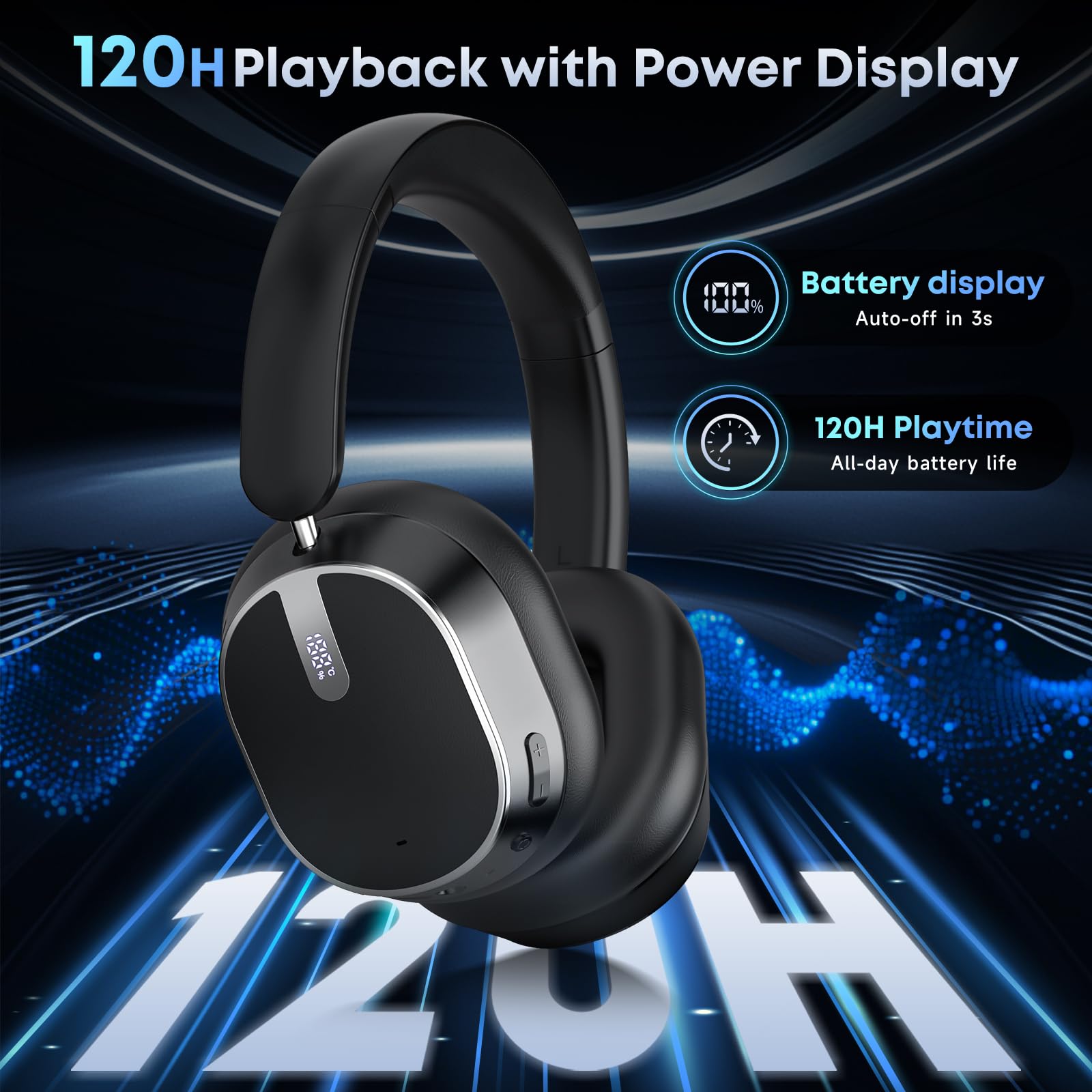 MMWOWARTS Hybrid Active Noise Cancelling Bluetooth Over-Ear Headphones thumbnail 3
