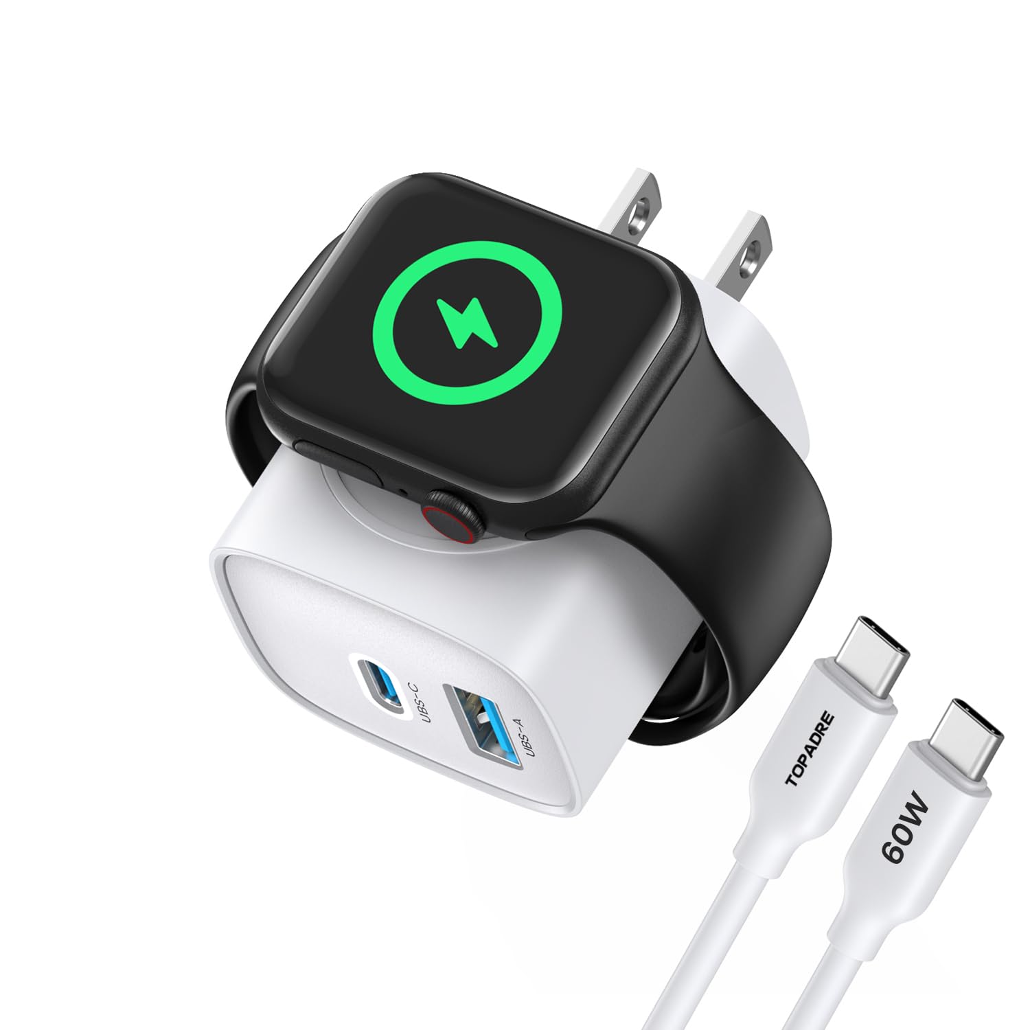 TOPADRE PD 20W USB-C 3-in-1 Charging Station for Apple Watch, iPhone, and AirPods thumbnail 2