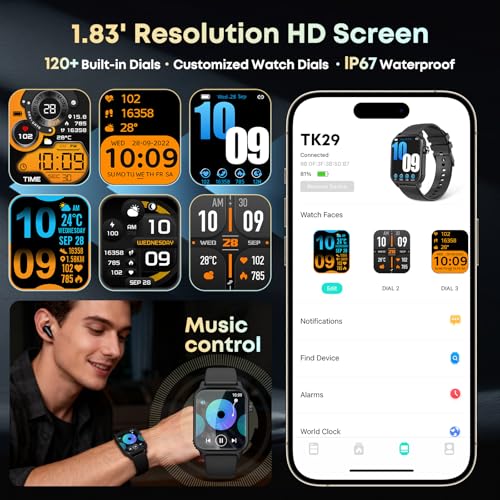 DIVOAZBVO TK29 Smart Watch for Men with 1.83" HD Display and 120+ Sports Modes thumbnail 2