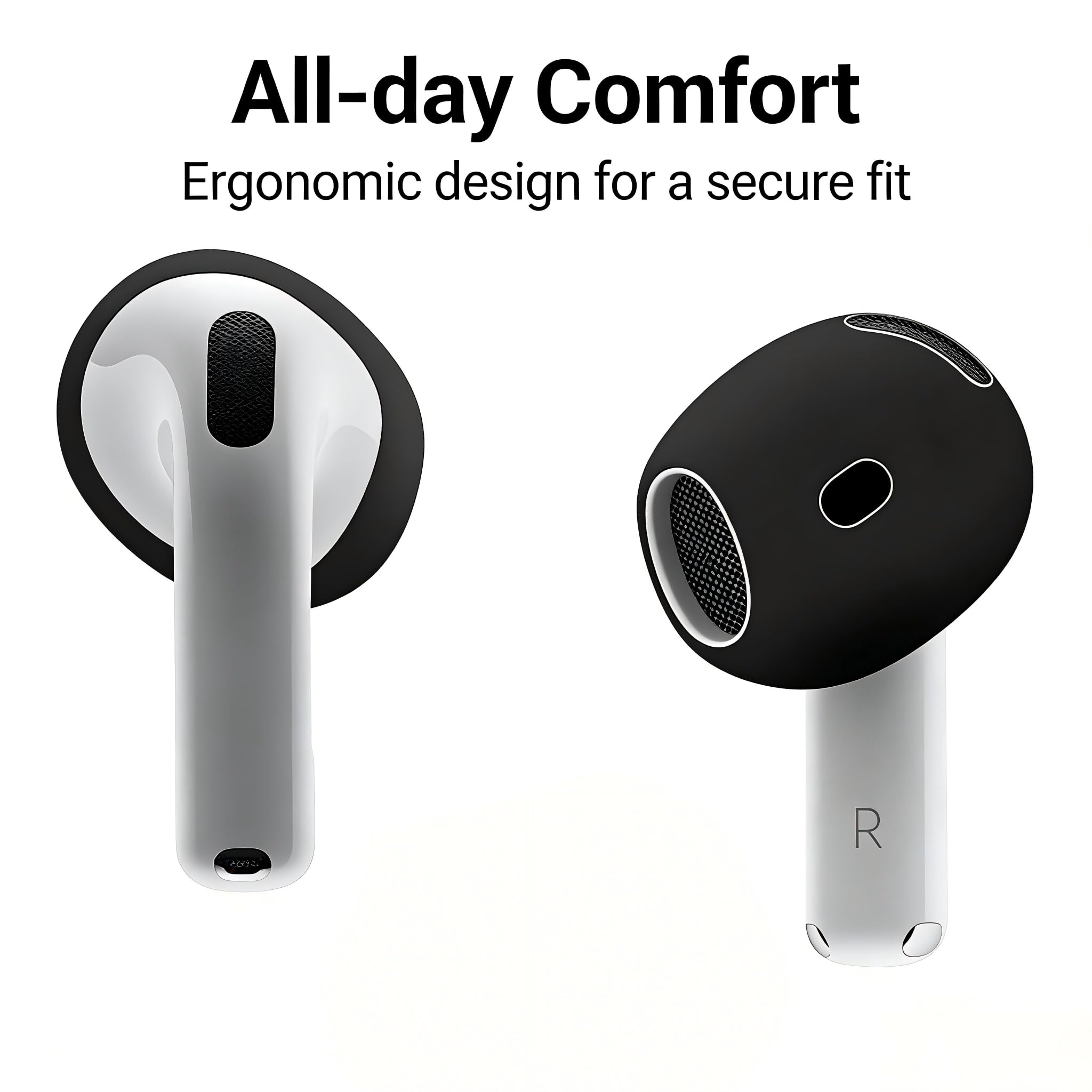 6 Pairs Ultra-Thin Silicone Ear Covers for AirPods 4 - Anti-Slip, Sweatproof Ear Tips image 1