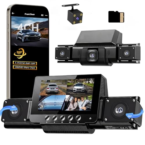 4 Channel 360° Dash Cam with 5G WiFi, GPS, Night Vision & 24H Parking Monitor image 1