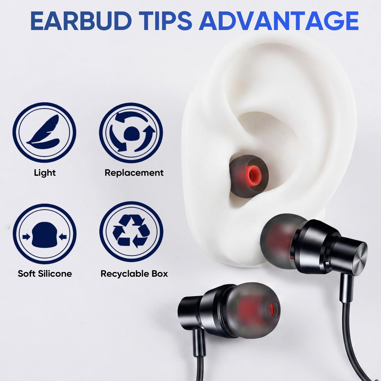 54Pcs Silicone Earbud Replacement Tips - Soft, Comfortable, and Compatible with Most Earphones thumbnail 4