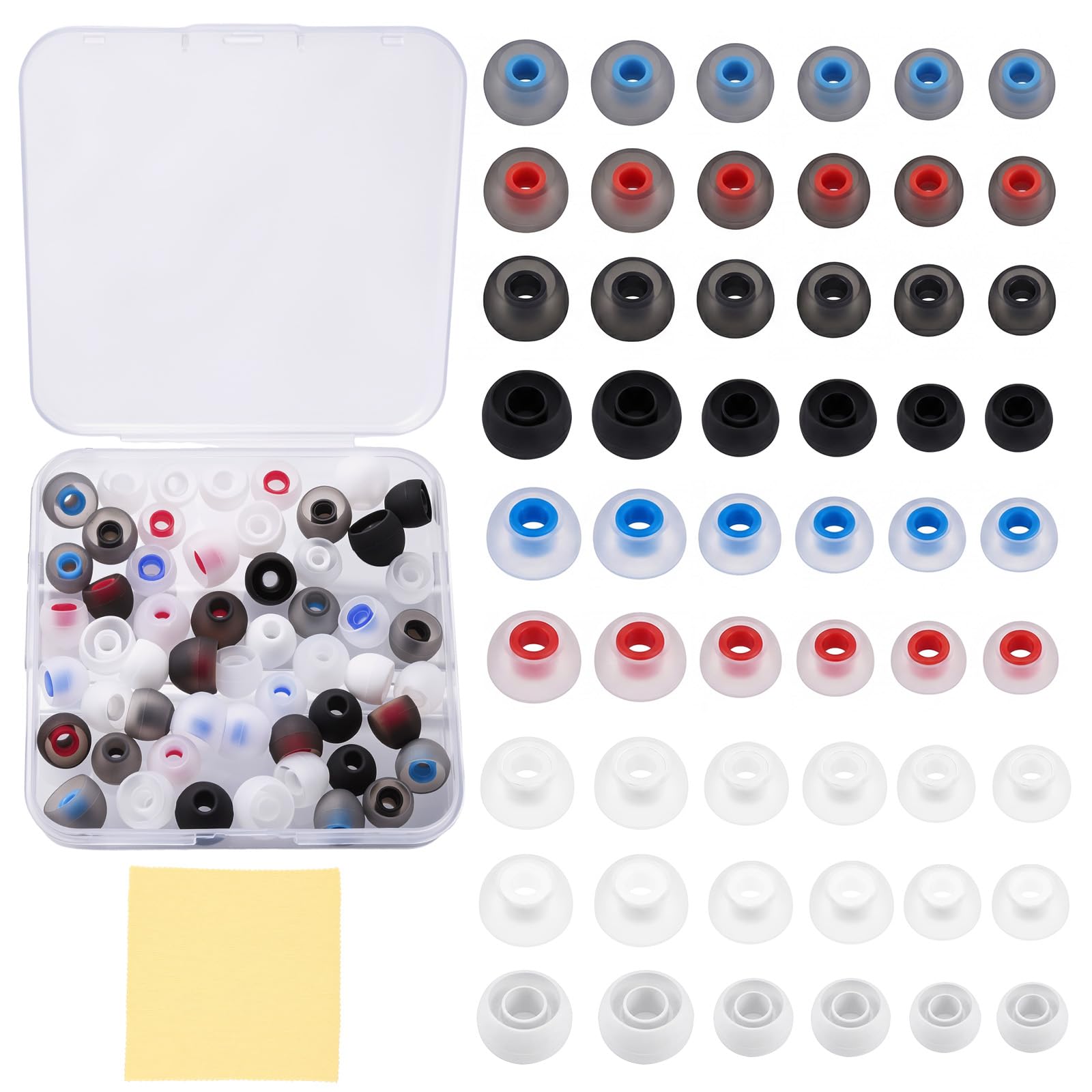 54Pcs Silicone Earbud Replacement Tips - Soft, Comfortable, and Compatible with Most Earphones image 1