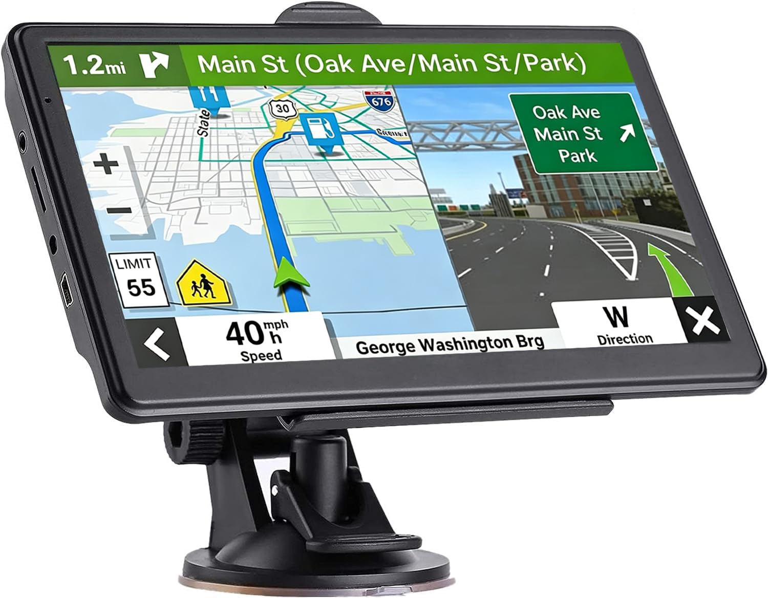 GWURXT 7 Inch GPS Navigator for Car, Truck, and RV with Voice Guidance and Lifetime Map Updates thumbnail 3