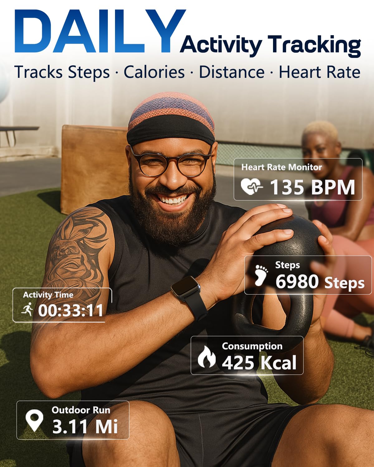 MorePro Fitness Tracker with 24/7 Heart Rate, Blood Pressure & Oxygen Monitoring thumbnail 3