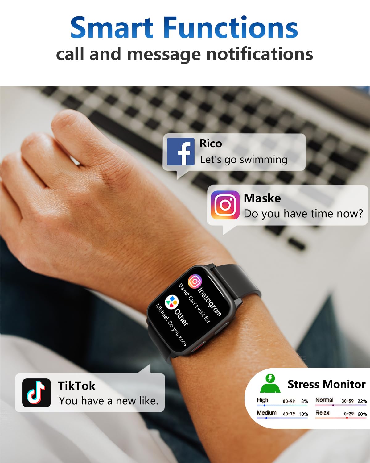 MorePro Fitness Tracker with 24/7 Heart Rate, Blood Pressure & Oxygen Monitoring