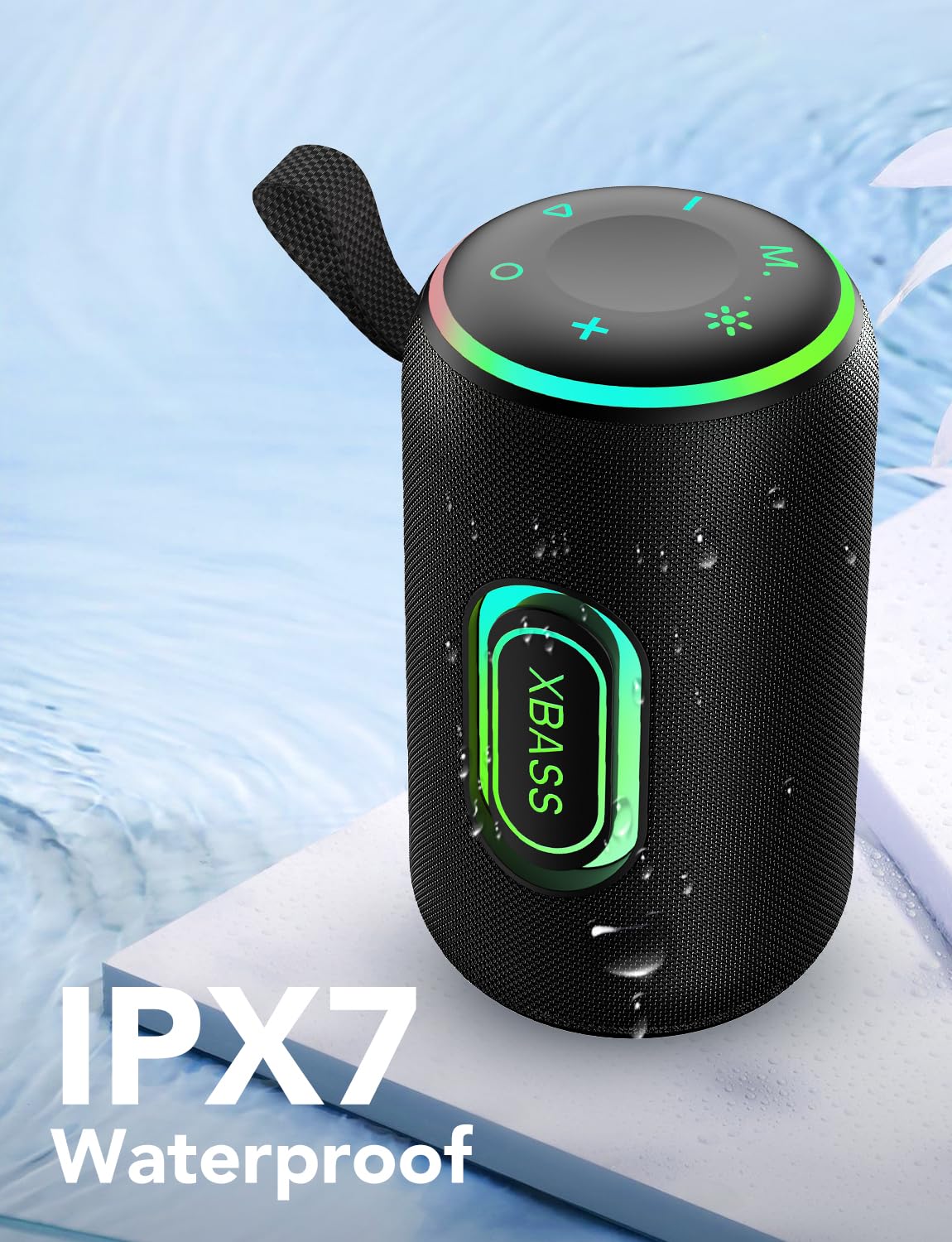 Portable Bluetooth Speaker with 30W Dual Drivers, Deep Bass, RGB Lights, and IPX7 Waterproof image 1