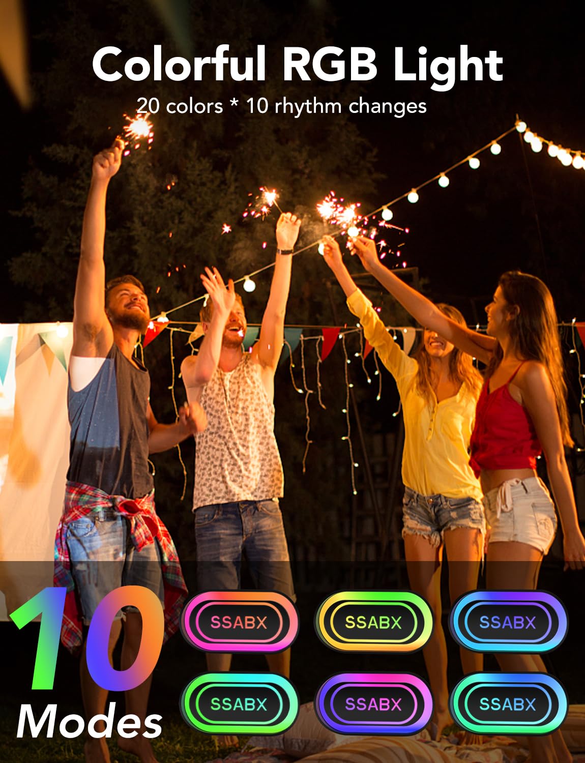Portable Bluetooth Speaker with 30W Dual Drivers, Deep Bass, RGB Lights, and IPX7 Waterproof thumbnail 2
