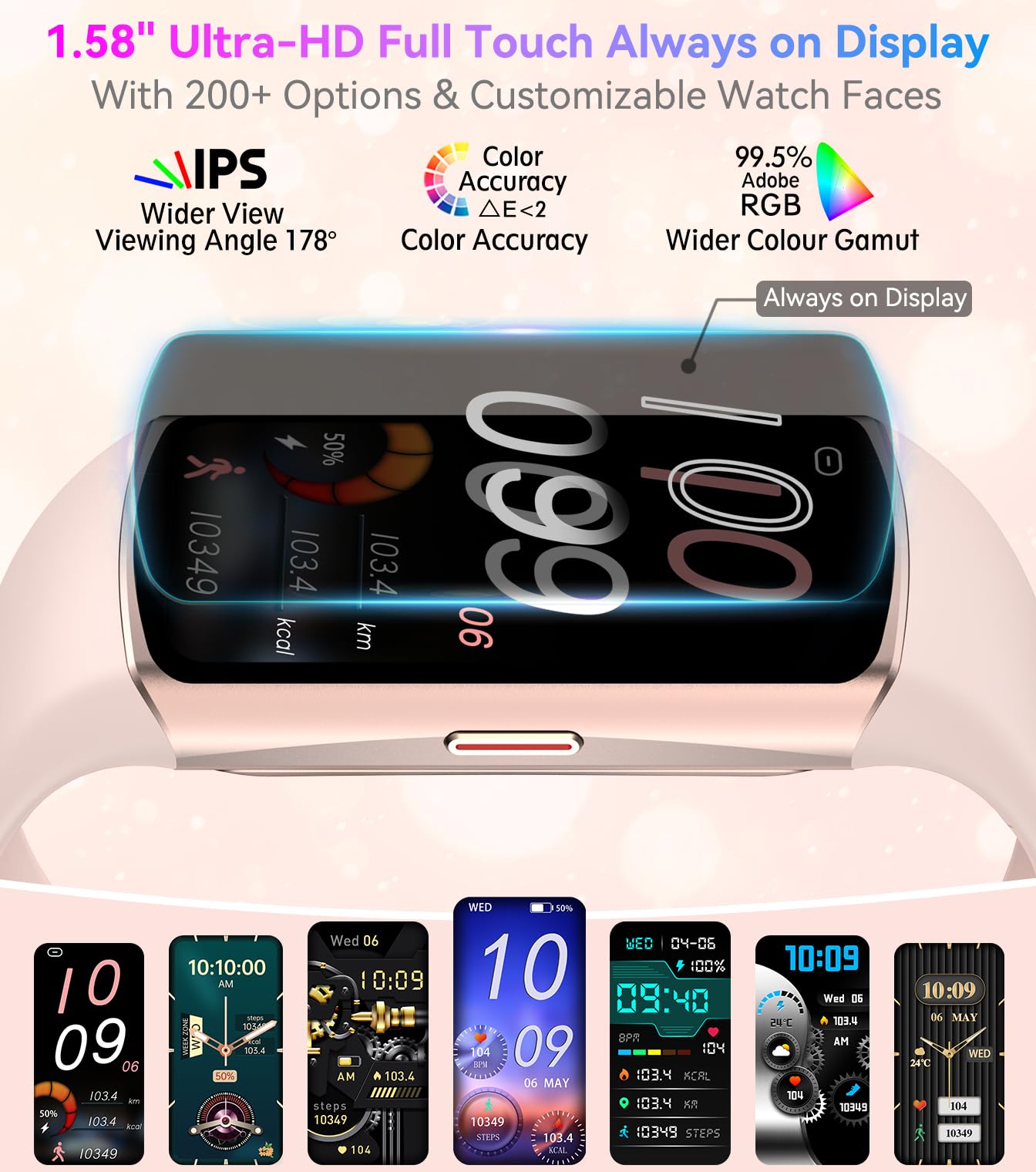 Smart Watch Fitness Tracker with 24/7 Heart Rate, Blood Oxygen & Blood Pressure Monitoring image 1
