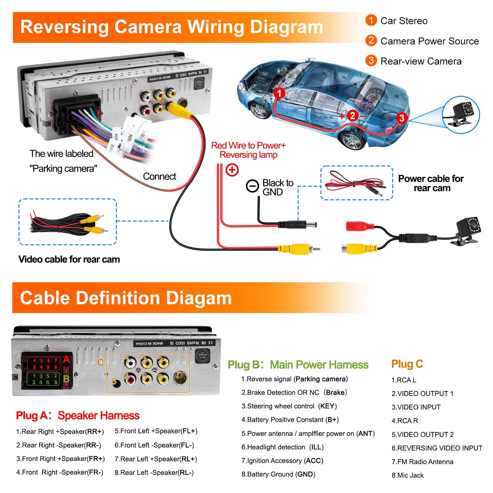 Single Din Car Radio with Apple CarPlay, Backup Camera, and Bluetooth thumbnail 4
