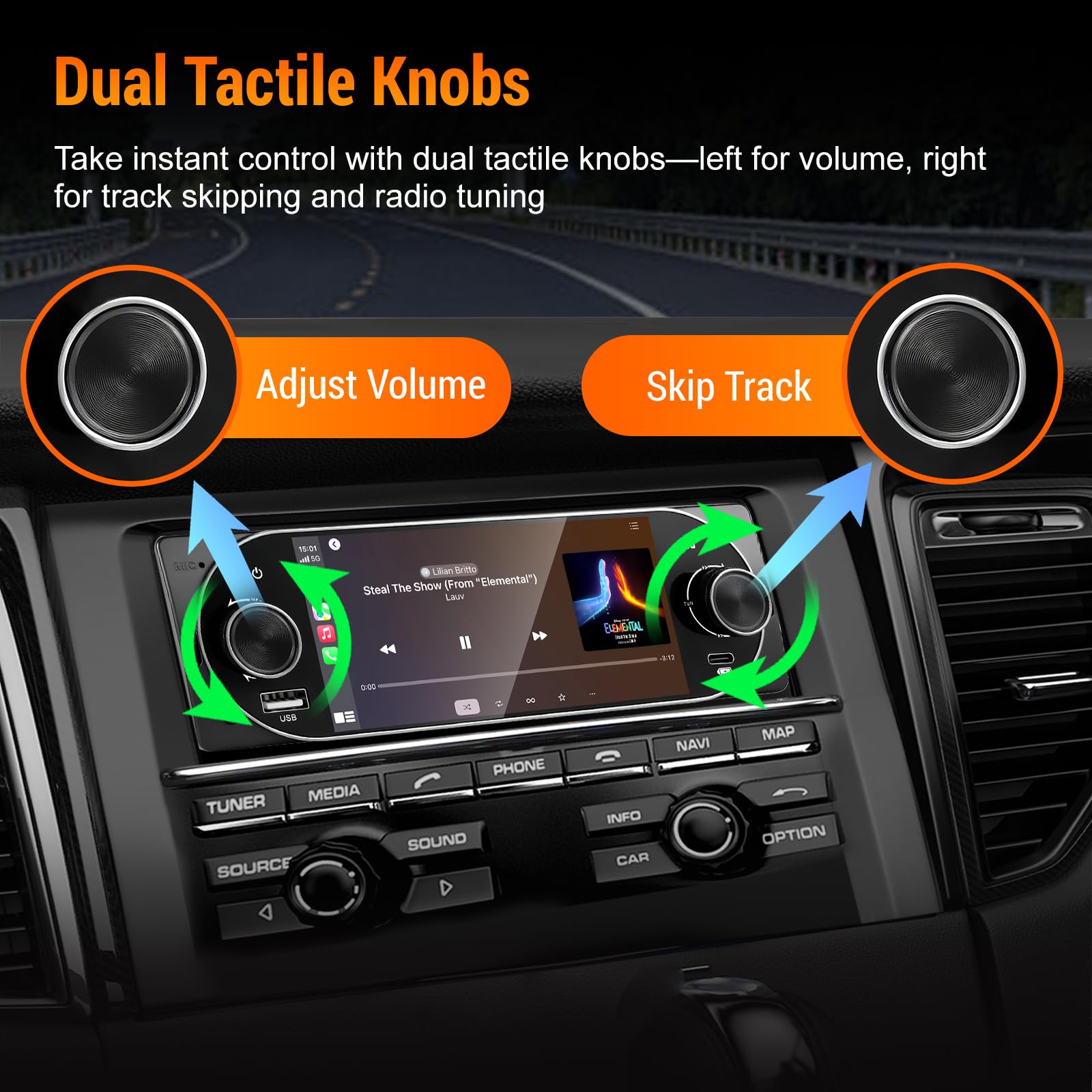 Single Din Car Radio with Apple CarPlay, Backup Camera, and Bluetooth thumbnail 3