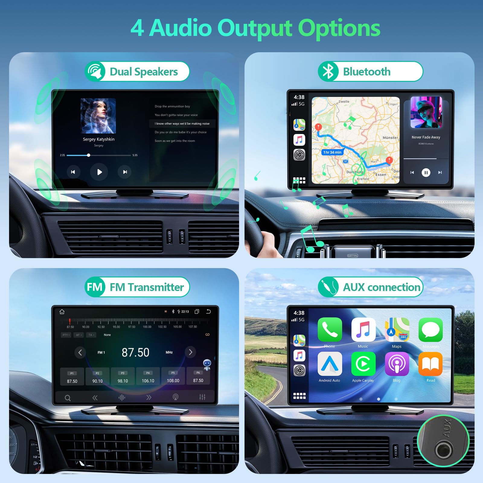9" Portable Wireless CarPlay Screen with GPS Navigation and Backup Camera image 1