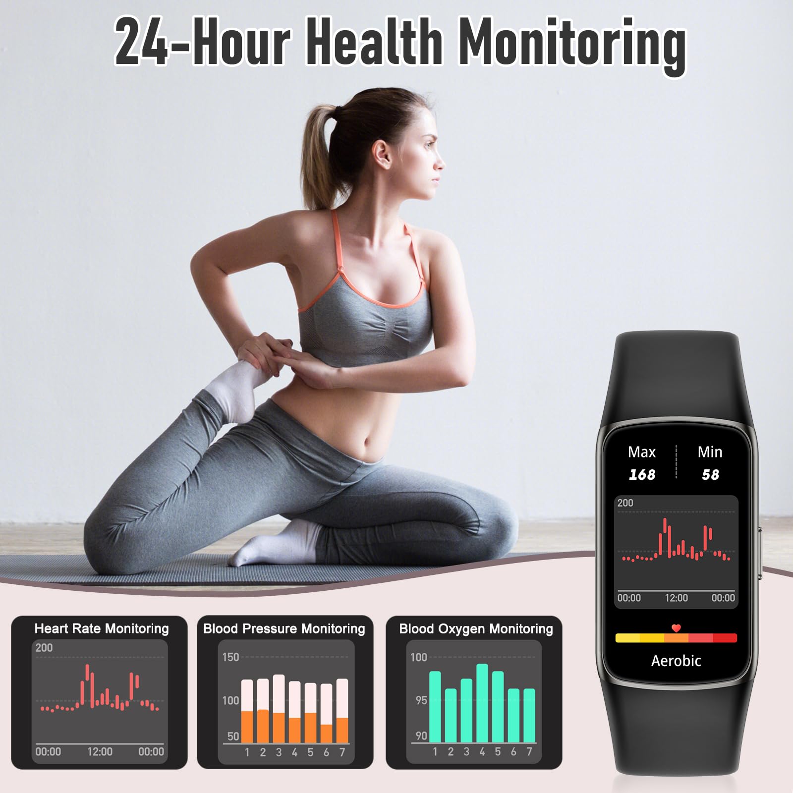 Zeacool Fitness Tracker with 24/7 Heart Rate, Blood Oxygen, Sleep Monitor, and 123 Sports Modes image 1