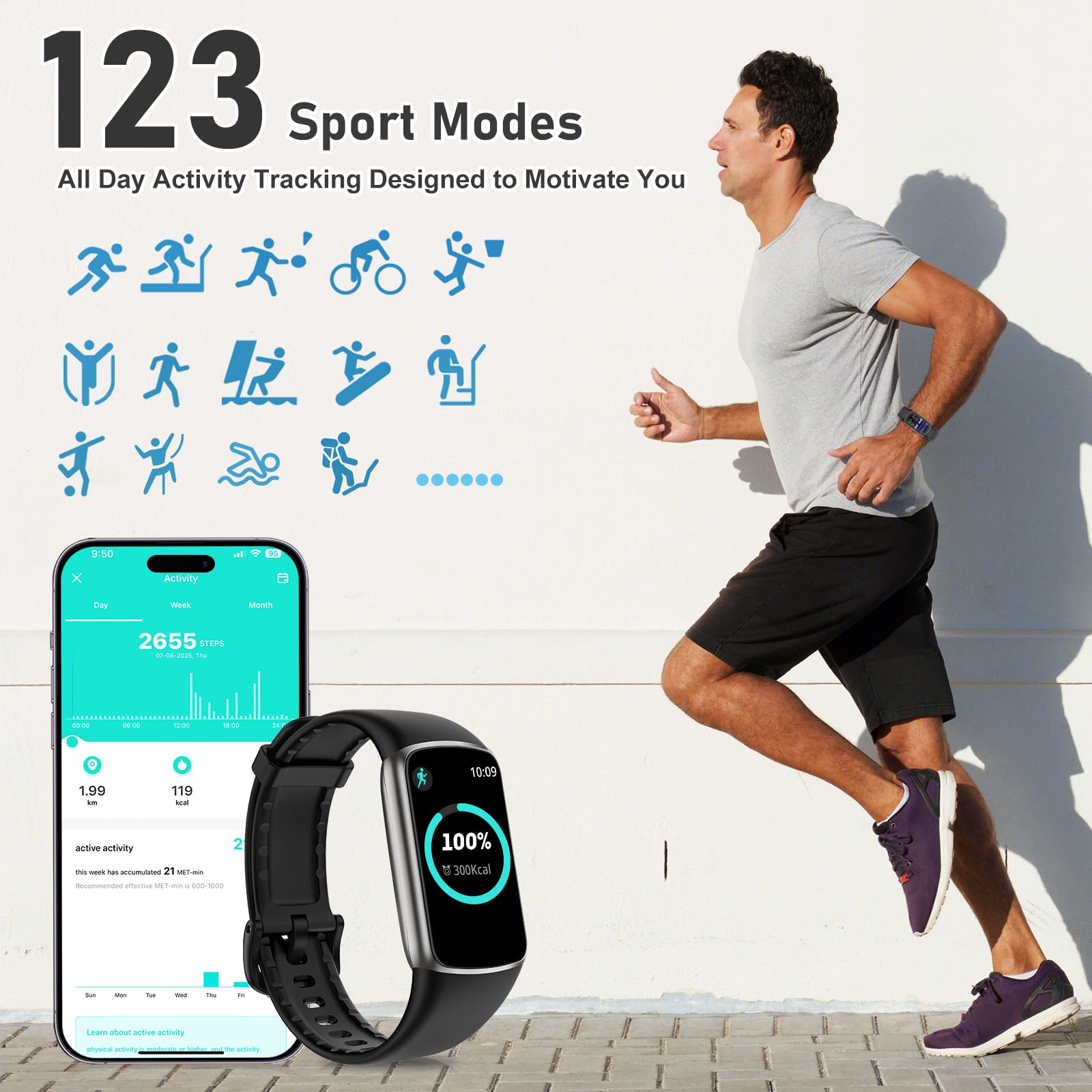 Zeacool Fitness Tracker with 24/7 Heart Rate, Blood Oxygen, Sleep Monitor, and 123 Sports Modes thumbnail 3