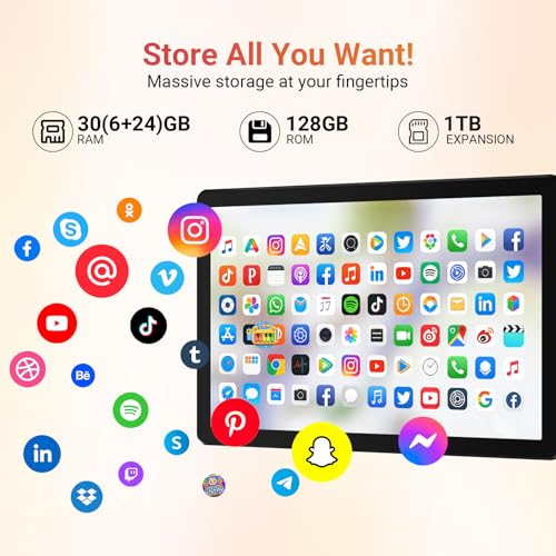 URAO 10.1" Android Tablet with Octa-core Processor, 30GB RAM, 128GB Storage, HD IPS Display, Wi-Fi 6 & Bluetooth 5.4 image 1