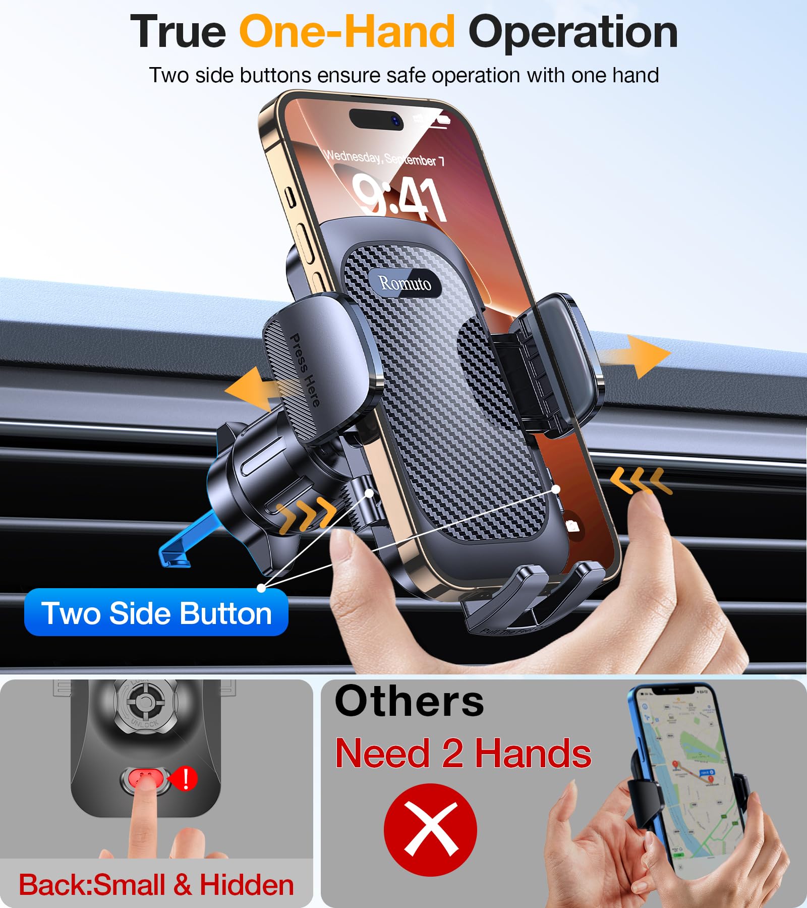 Romuto Super Suction Car Phone Holder Mount with 360° Adjustable Rotation image 1