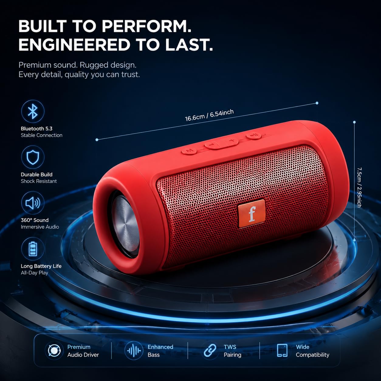 DTFRLD Small Portable Bluetooth Speaker with Lights and TWS Stereo Sound thumbnail 3
