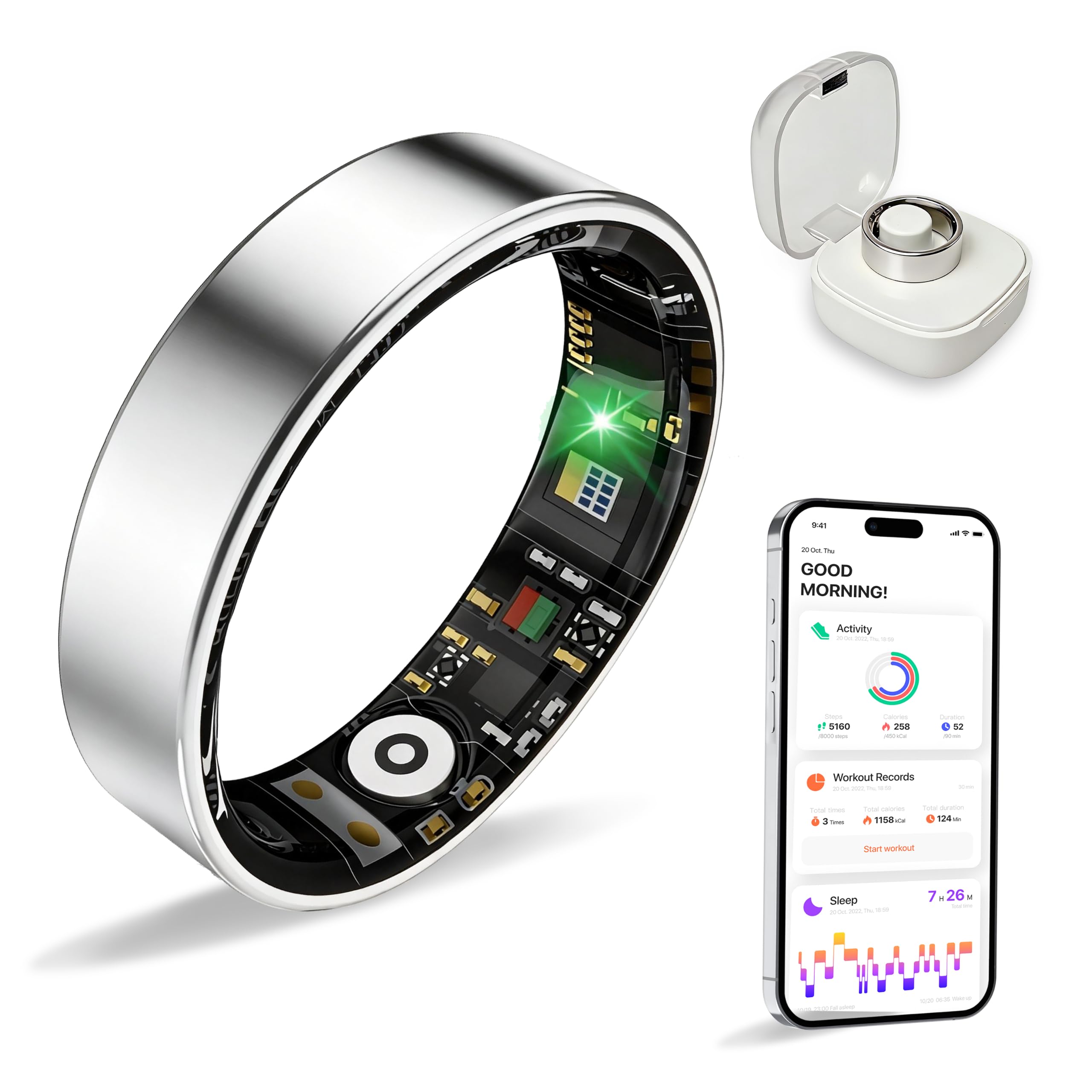 BIEMHA Smart Ring Health Tracker – Accurate Sleep & Fitness Monitoring with Long Battery Life thumbnail 4