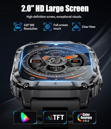 LIGE Military Smart Watch for Men with 2-Inch HD Display and 1000mAh Battery image 1