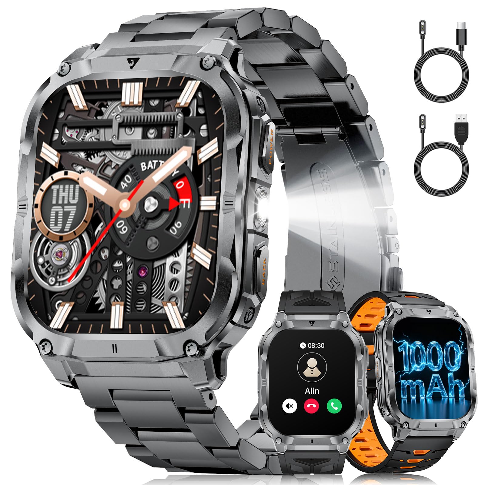 LIGE Military Smart Watch for Men with 2-Inch HD Display and 1000mAh Battery thumbnail 2