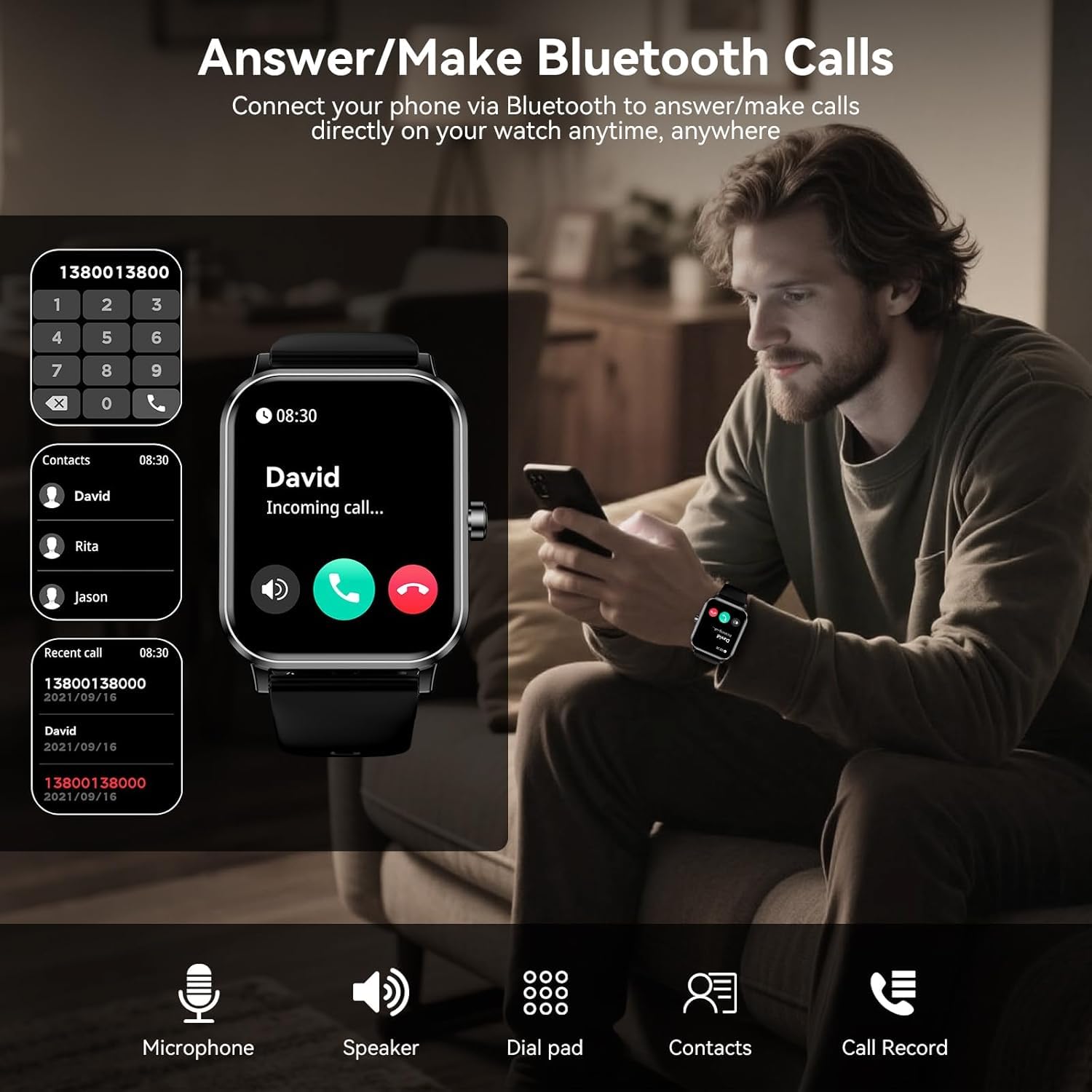 Smart Watch for Men and Women with 1.83" HD Touchscreen and Bluetooth Calling thumbnail 2