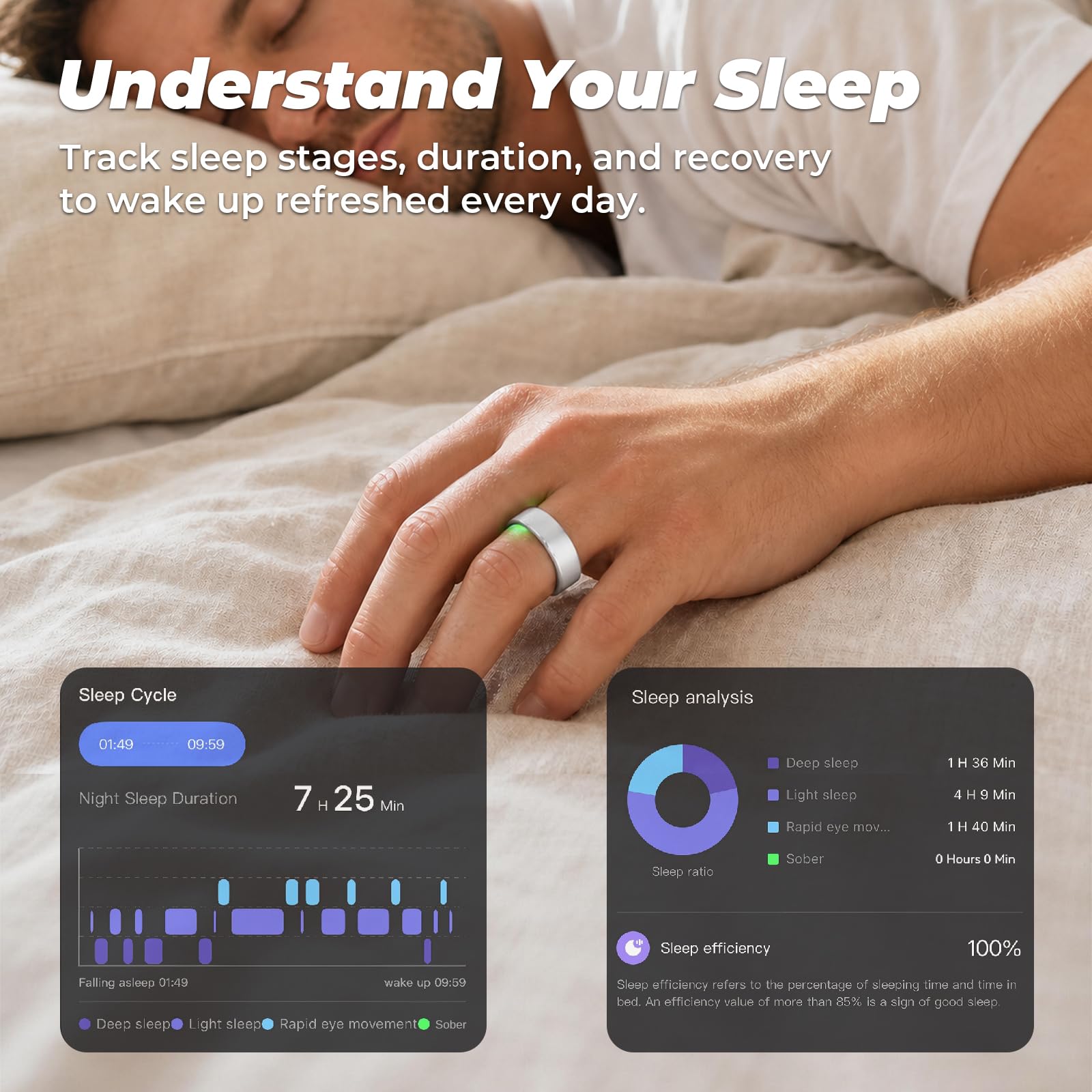 Azomabox Smart Ring Silver 7 – Comprehensive Health Monitoring with Gesture Control thumbnail 4