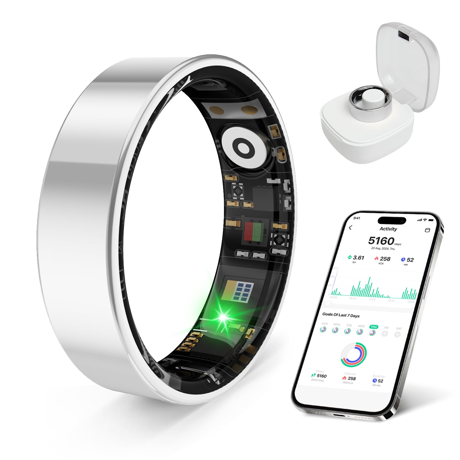 Smart Ring Health Monitor for Sleep, Stress, and Exercise Tracking with IP68 Waterproof and Long Battery Life thumbnail 3
