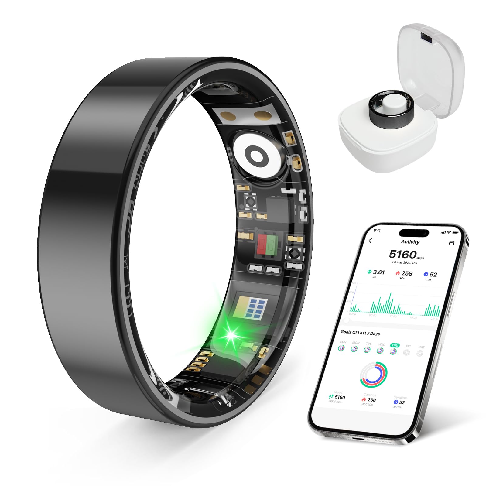 Smart Ring Health Monitor for Sleep, Stress, and Exercise Tracking with IP68 Waterproof and Long Battery Life thumbnail 4