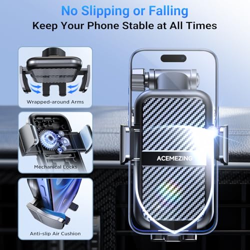 ACMEZING 3-in-1 Car Phone Holder with Strong Suction and Stable Clamp Arm thumbnail 2