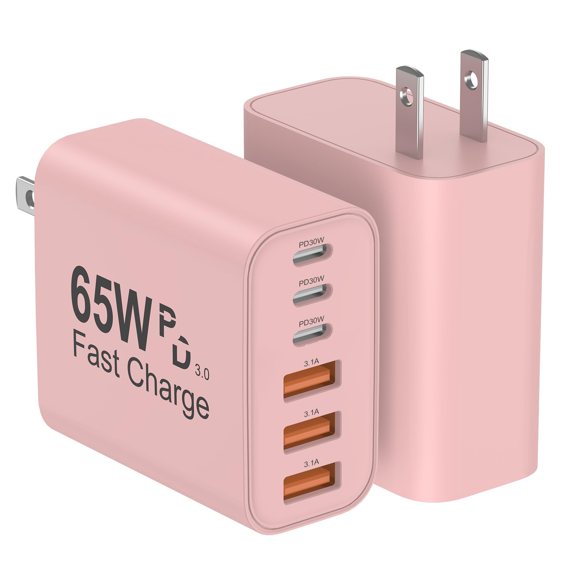 USB C Charger Block 2-Pack 65W 6-Port Fast Charging Wall Adapter thumbnail 3
