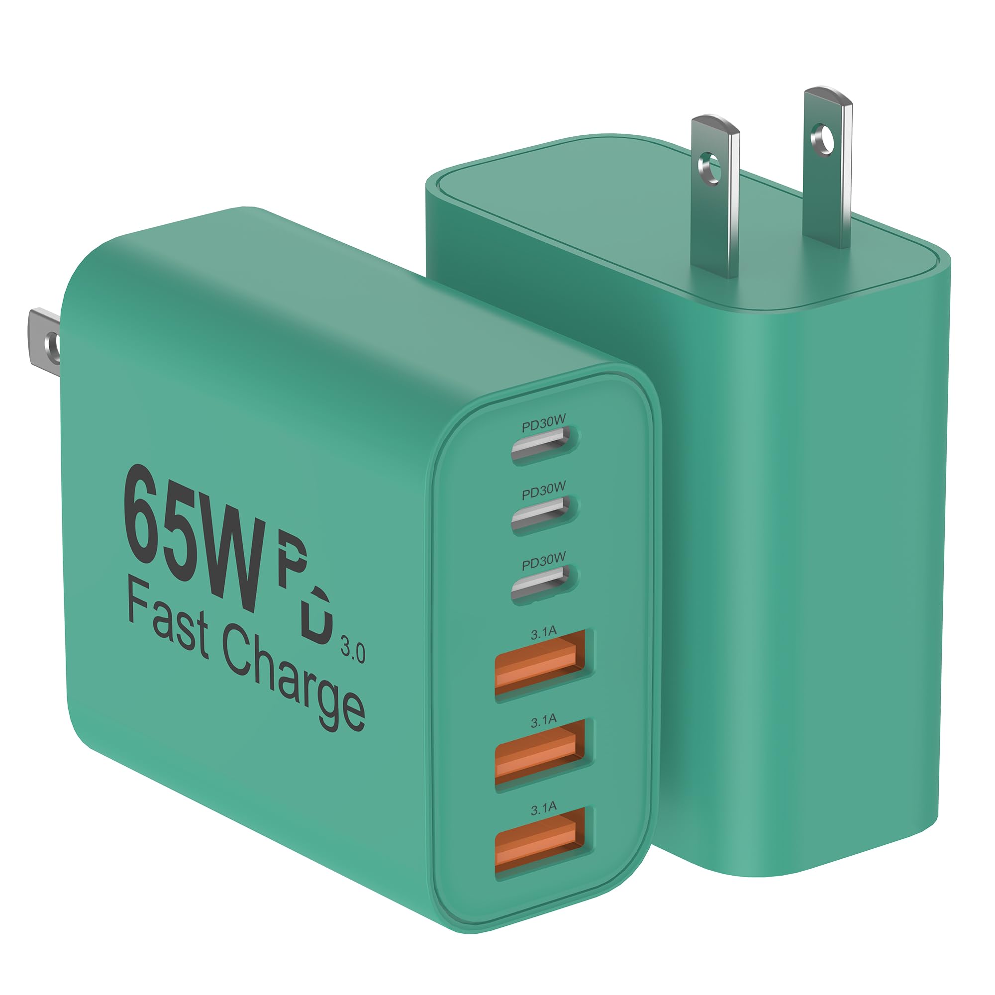 USB C Charger Block 2-Pack 65W 6-Port Fast Charging Wall Adapter