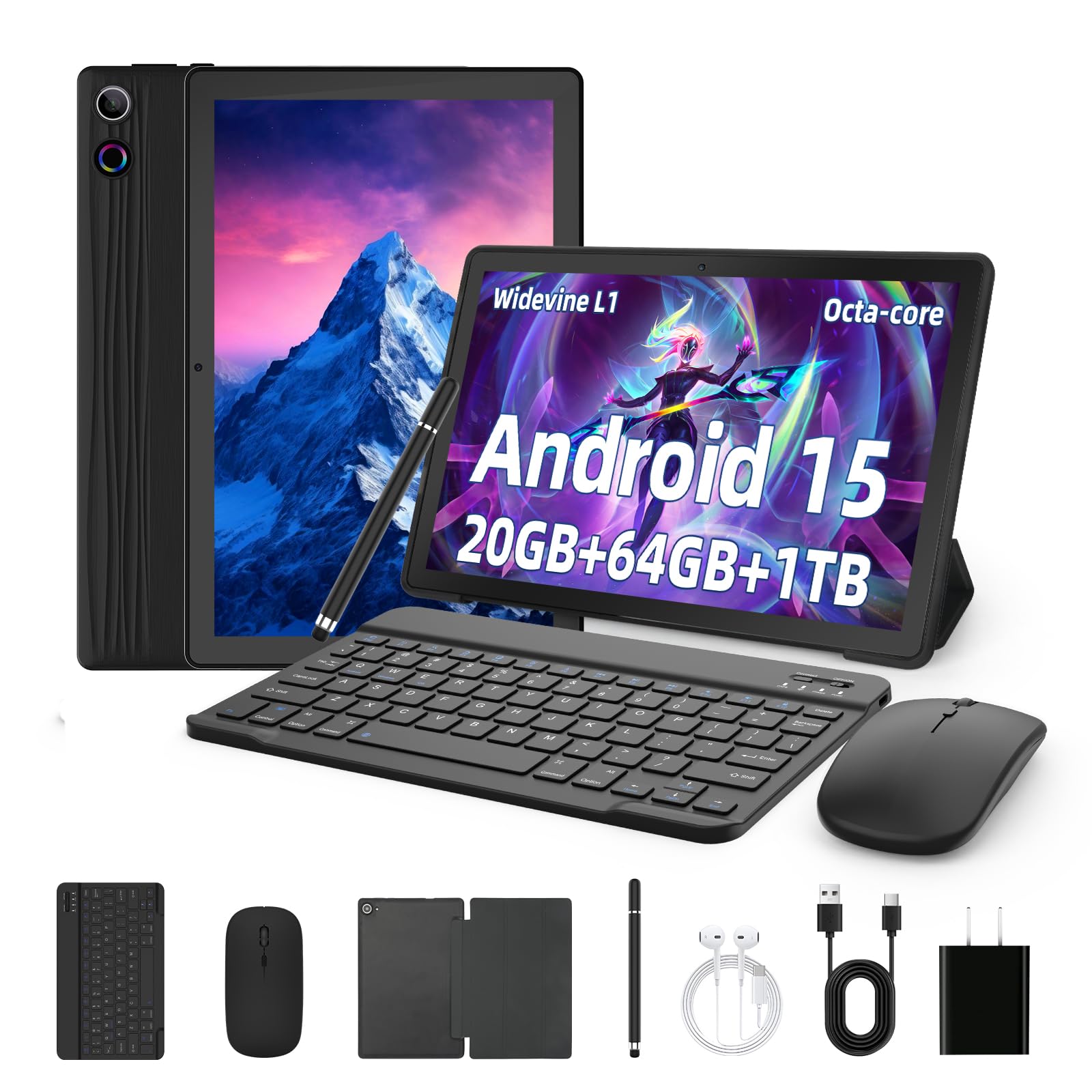 Gleeso 10.1-Inch Android 15 Tablet with 20GB RAM, 64GB Storage, 1TB Expandable, Keyboard, Mouse, Pen & Case thumbnail 2
