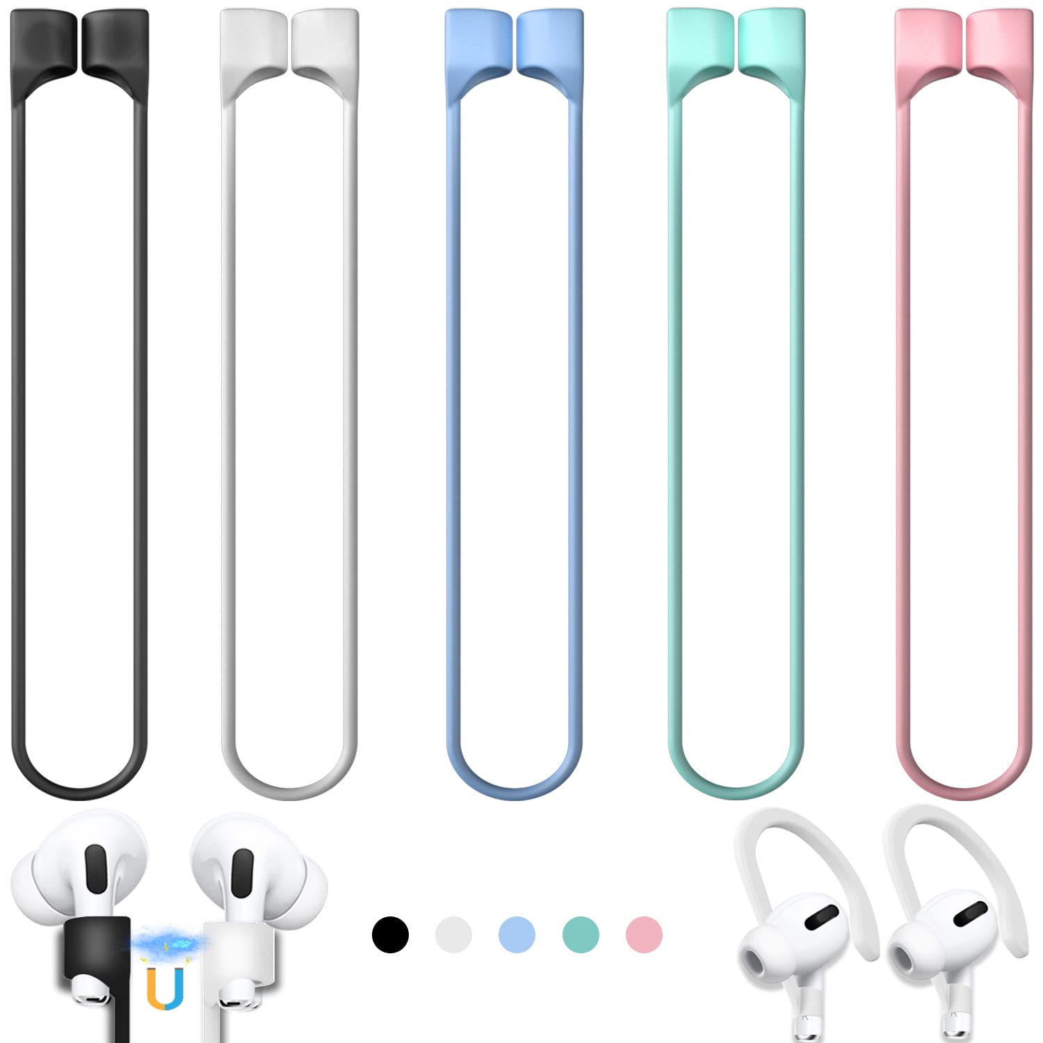 5 Pack Ultra Strong Magnetic AirPods Pro Straps with Ear Hooks and Storage Box thumbnail 4