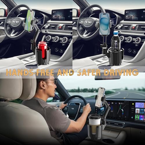 2 in 1 Universal Car Cup Holder Expander with Adjustable Phone Mount thumbnail 2
