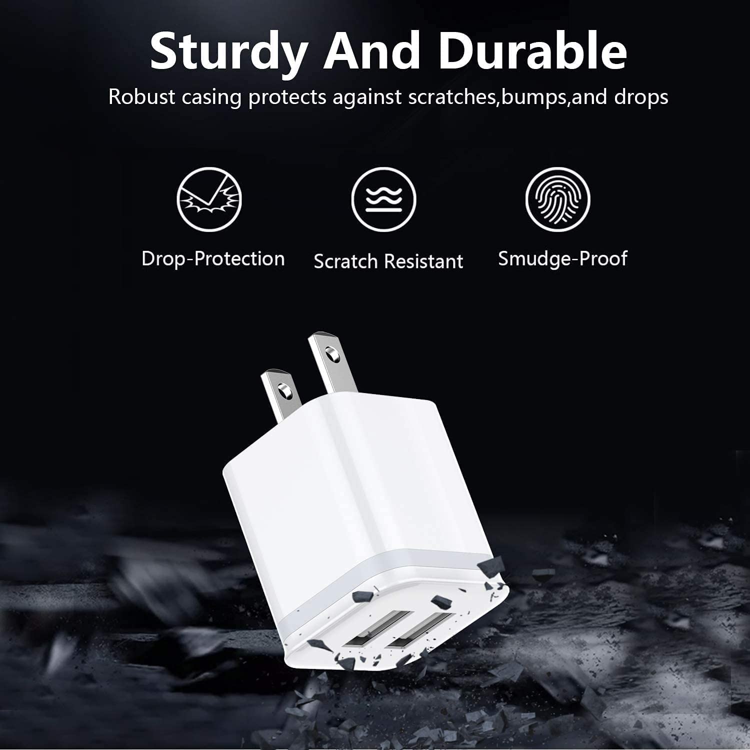 LUOATIP 3-Pack Dual USB Wall Charger 2.1A for iPhone and Android Devices thumbnail 4