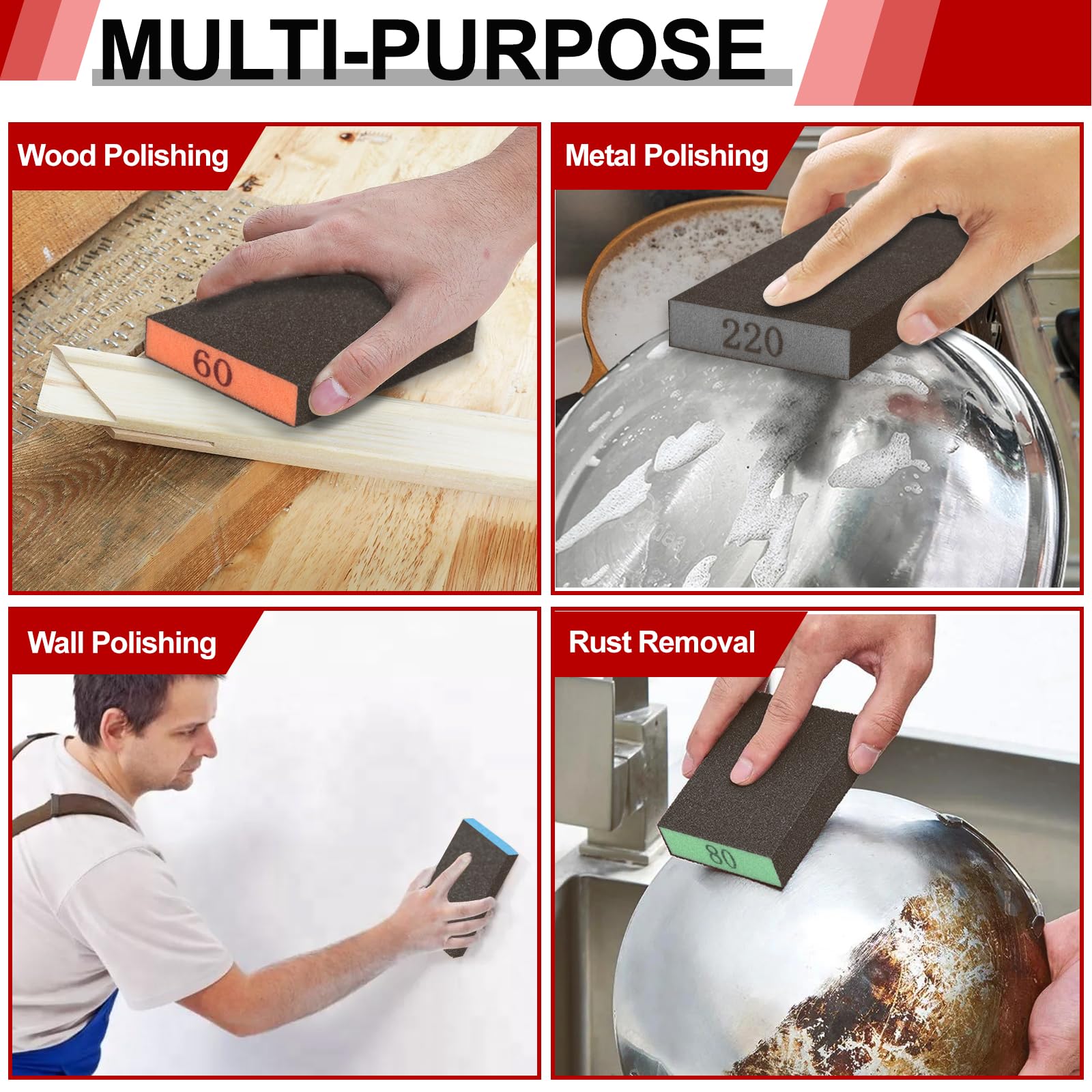 YNZDRWA 8 Pack Sanding Sponge - Versatile and Durable Sanding Blocks for Various Surfaces thumbnail 2